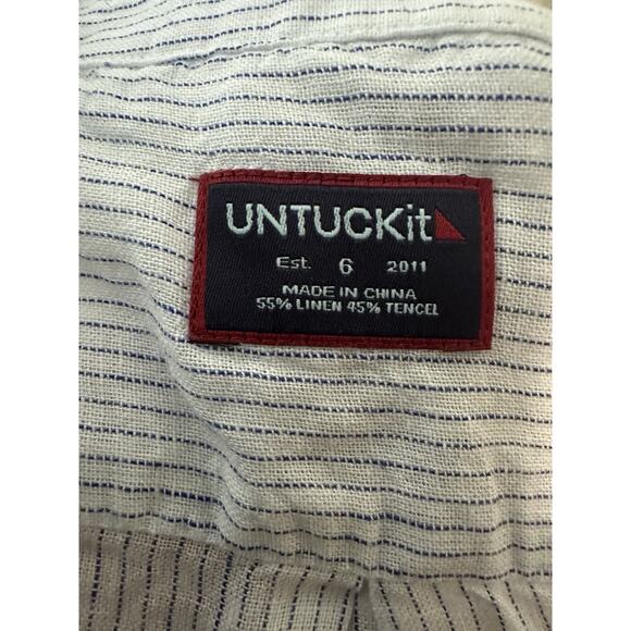 NWT UNTUCKit Linen Blend Angelen Striped Long Sleeve Button Down Shirt Size 0 - Picture 3 of 6